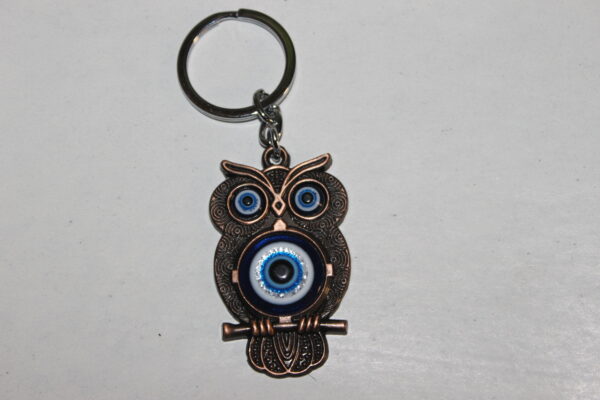 Owl with Evil Eye Protection Keyring - Image 2