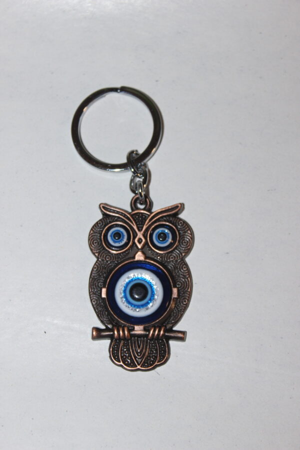 Owl with Evil Eye Protection Keyring - Image 3
