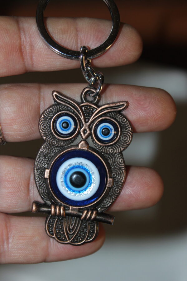 Owl with Evil Eye Protection Keyring - Image 4