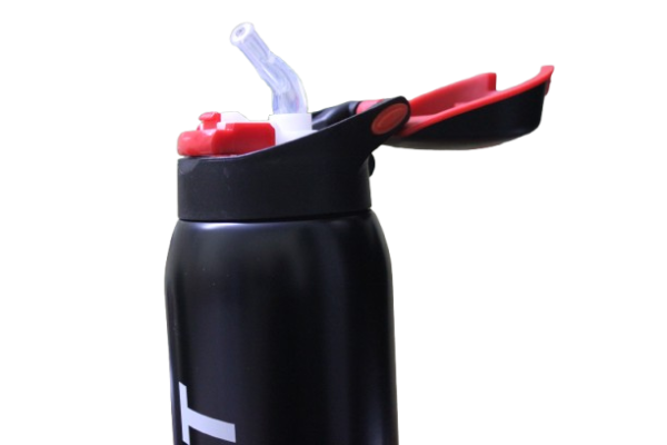 Black & Blue Water Bottle with Sipper - Image 2