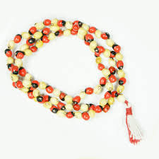 Red and White Gunja Beads Mala
