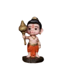 Baal Ganesh Ji idol with Gada in golden and black for car dashboard and home decor